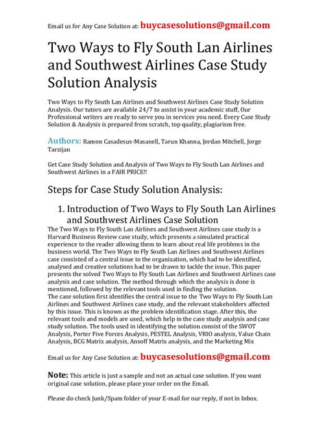 Southwest Airlines Case Study Solution Kindle Editon