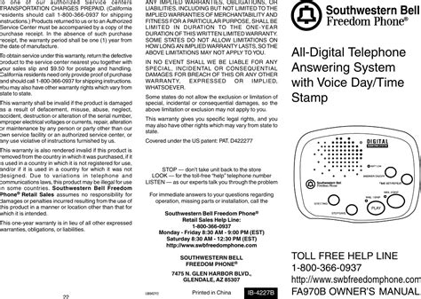 Southwestern Bell Freedom Phone Manual Ebook Reader