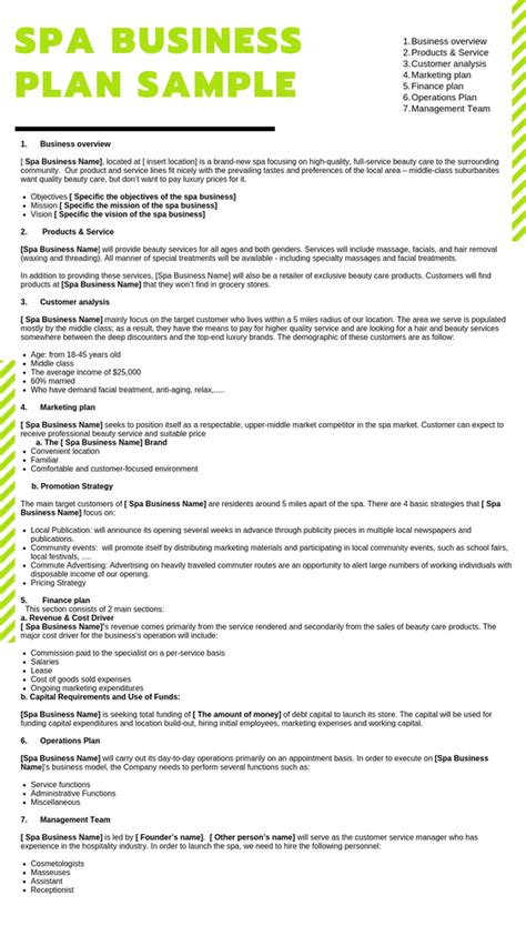 Spa Business Plan Template