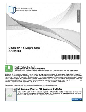 Spanish 1a Expresate Answers PDF