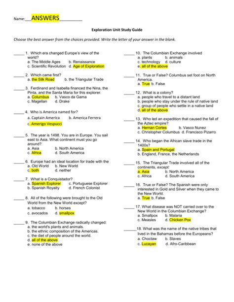 Spanish Chapter 6 Study Guide Answers Doc