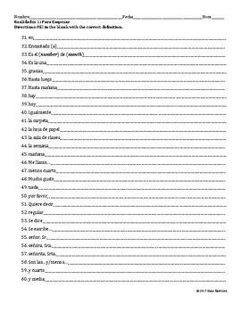 Spanish Realidades 1 Answer Sheets Doc