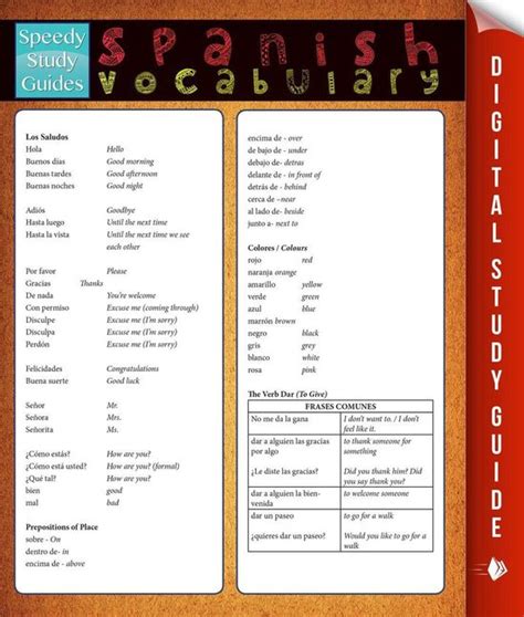 Spanish Vocabulary Speedy Study Guides Reader