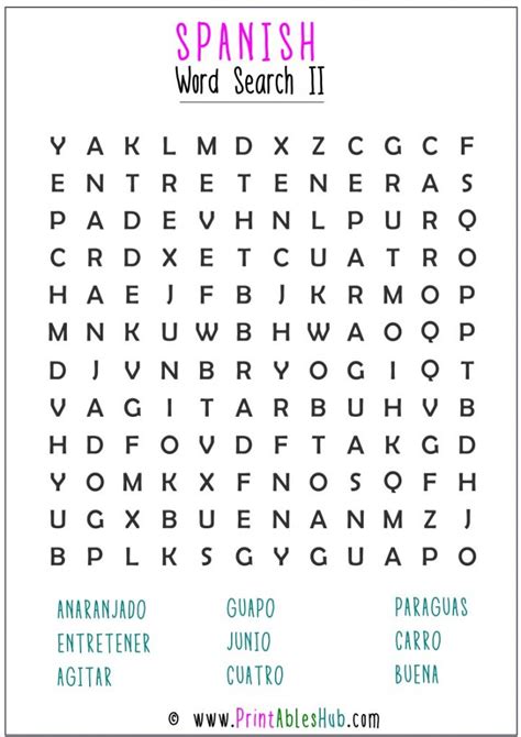 Spanish Word Search Answers Doc