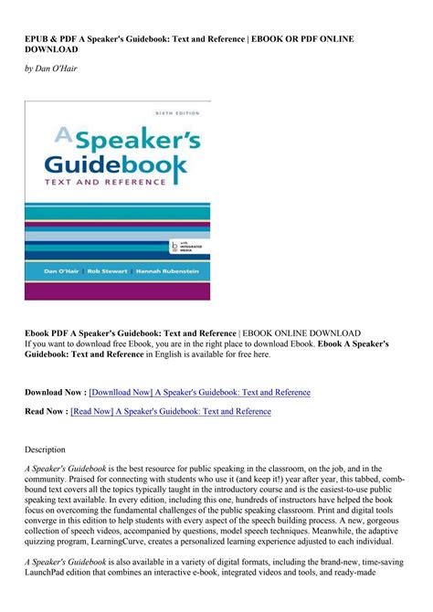 Speakers Guidebook Fifth Edition Ebook Kindle Editon