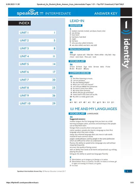 Speakout Intermediate Workbook Answer Key Epub