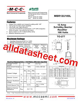 Specifications of the MBR12U100L-TP