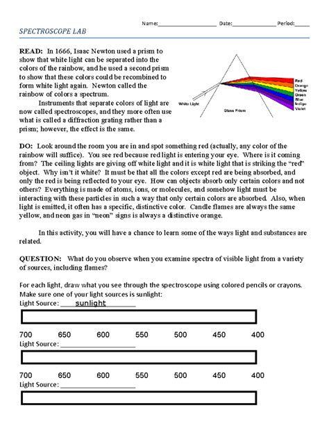 Spectroscope Lab Answers PDF