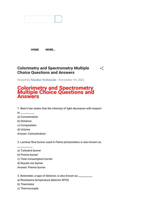 Spectroscopy Multiple Choice Questions With Answers Epub