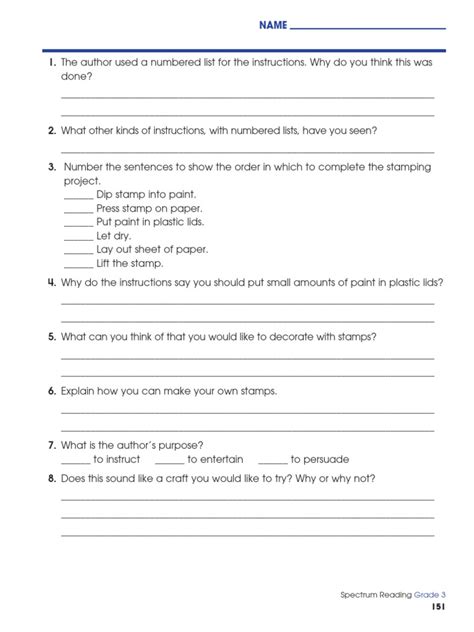 Spectrum Grade 3 Answer Key Reader