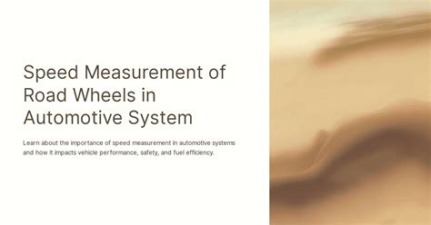 Speed Sensors: Ensuring Accurate Speed Measurement for Enhanced Vehicle Performance and Safety