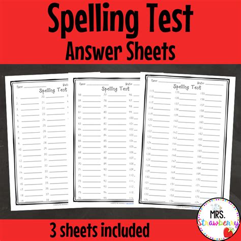 Spelling Answer Sheets PDF