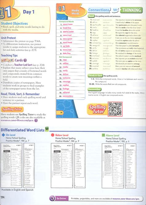 Spelling Connections Grade 7 Answers Unit 15 Reader