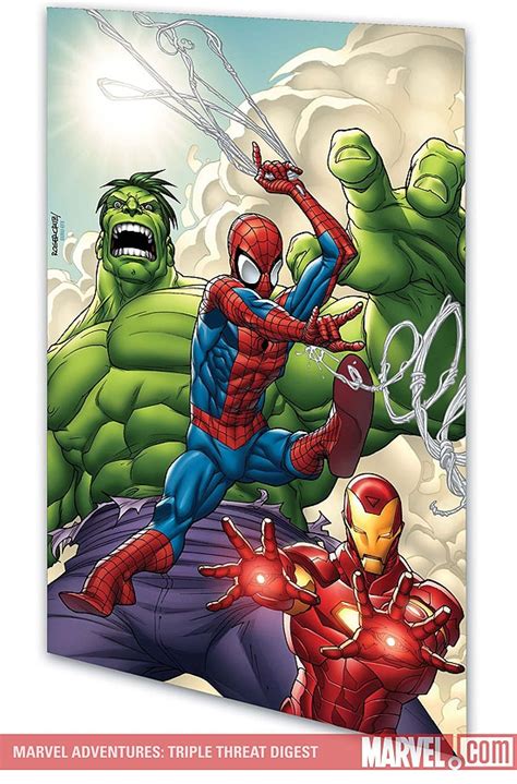 Spider-Man Hulk and Iron Man Triple Threat Digest Turtleback School and Library Binding Edition Doc