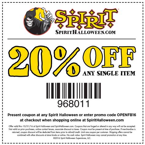 Spirit Halloween Printable Coupon In Store