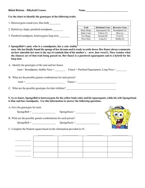 Spongebob Dihybrid Cross Answer Key Doc