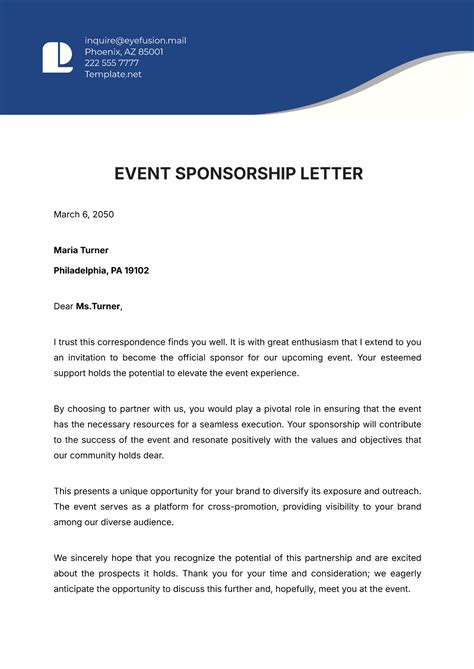 Sponsorship Letter For Event Template