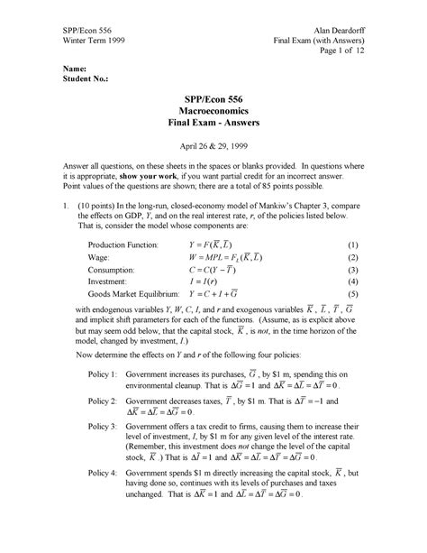 Spp Econ 556 Macroeconomics Final Exam Answers Kindle Editon