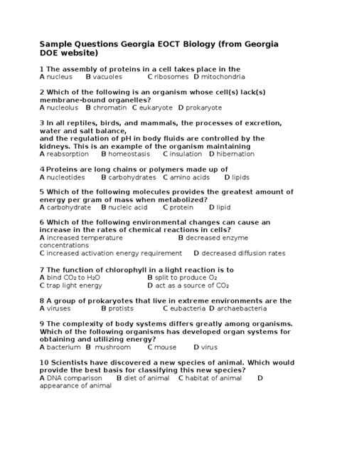 Spring 2014 Georgia Biology Eoct Answers Epub