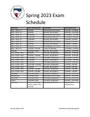Spring 2023 Exam Schedule