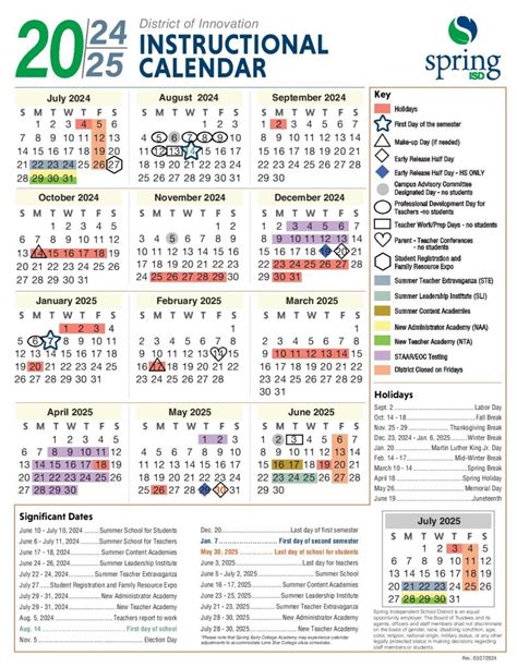Spring Isd Calendar 24 25 Printable