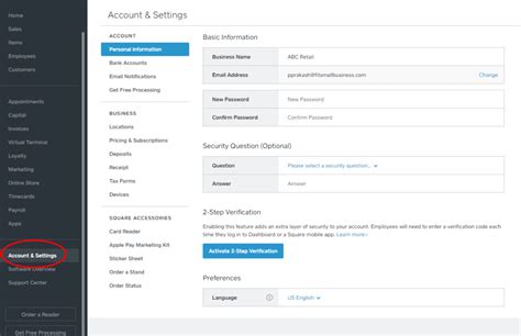 Square Dashboard Account and Settings: A Comprehensive Guide