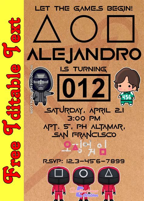 Squid Game Invitation Template Free