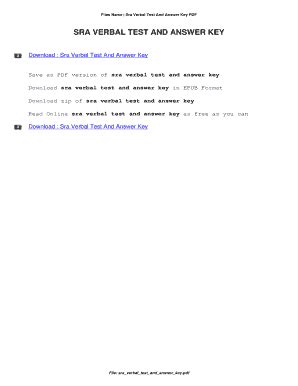 Sra Verbal Test Answer Key Epub