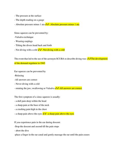 Ssi Open Water Test Answers PDF