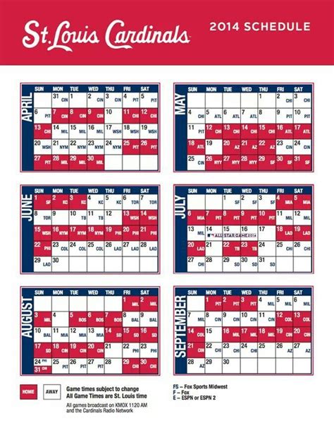 St Louis Cardinals Schedule Printable