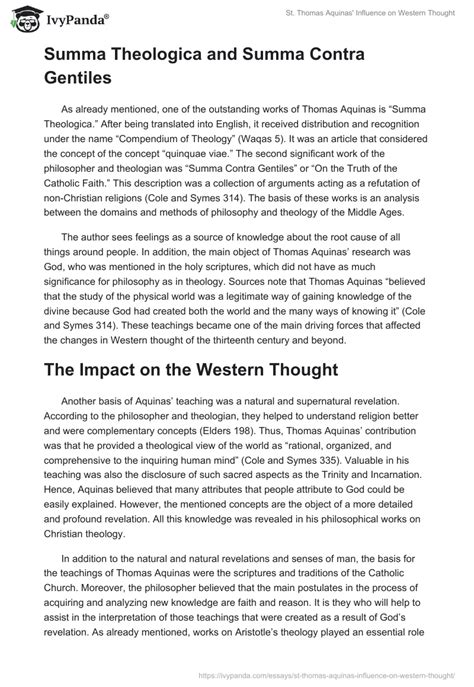 St. Thomas's Enduring Influence on Western Thought