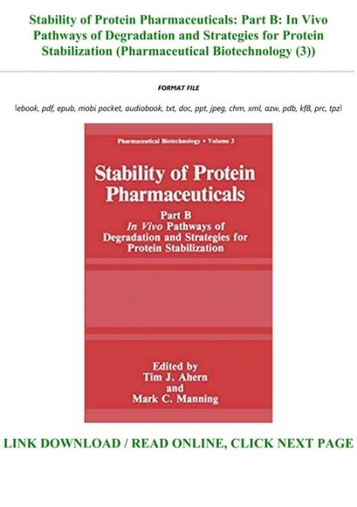 Stability of Protein Pharmaceuticals Part B: In Vivo Pathways of Degradation and Strategies for Prot PDF