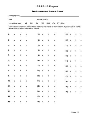 Stable Program Pre Assessment Answers Doc