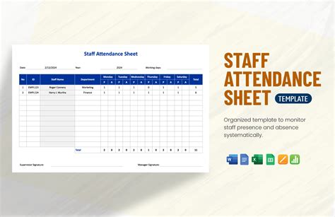Staff Attendance Sheet Template