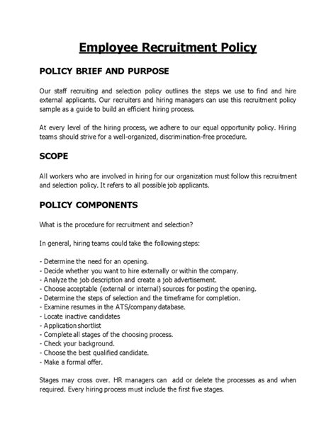 Staff Policy Template