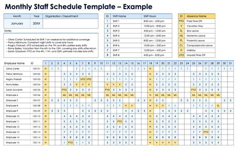 Staff Schedule Template Free