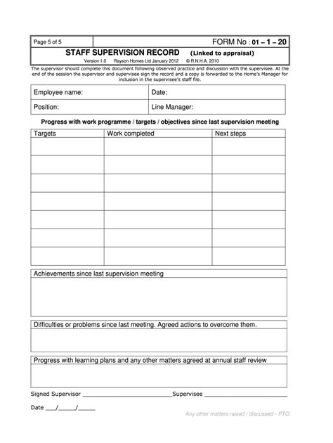 Staff Supervision Template Forms Ebook Doc