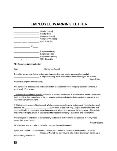 Staff Written Warning Template
