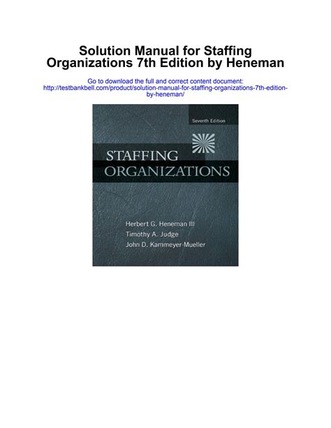 Staffing Organizations Heneman 7th Edition Ebook Doc