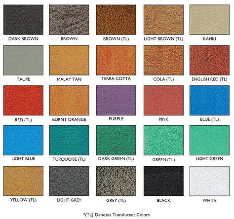 Stained Concrete Color Chart