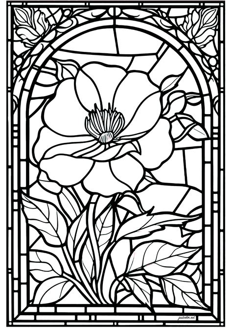 Stained Glass Coloring Book For Adults Relaxation and Mindfulness Design Doc