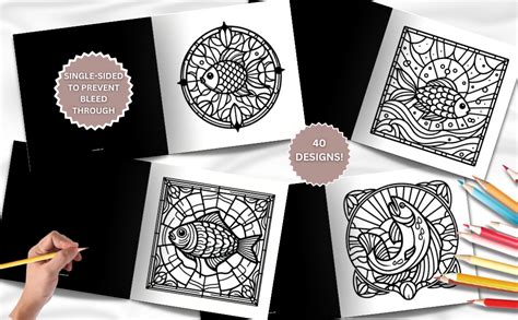 Stained Glass Coloring Book For Adults Relaxation and Mindfulness Design Doc