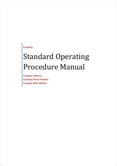 Standard Operating Manual Template