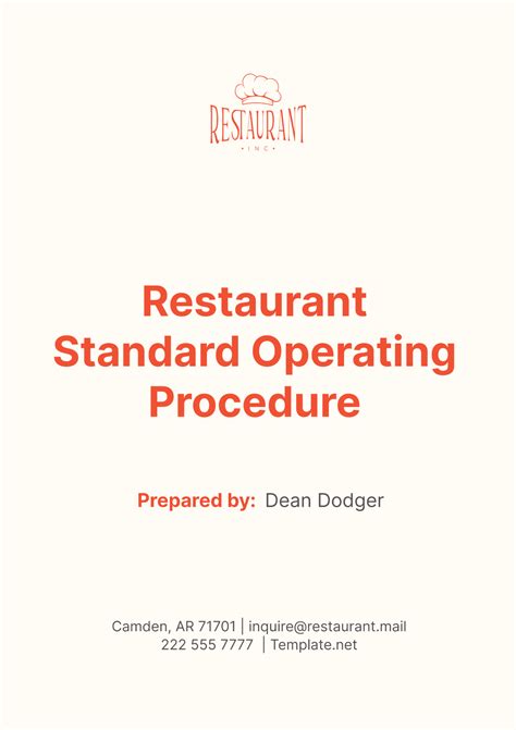 Standard operating procedure for restaurant Ebook Kindle Editon