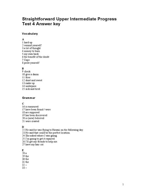 Standards Progress Test 4 Answers Doc