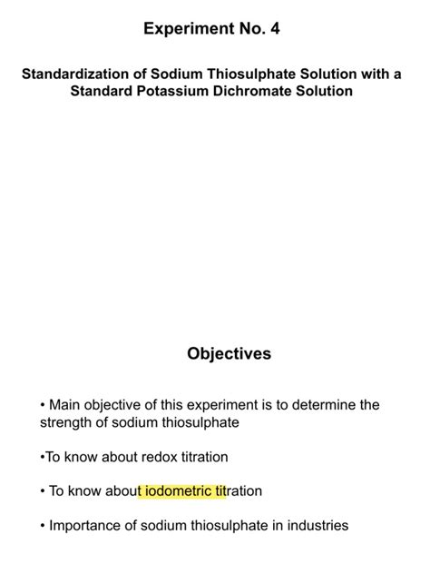 Stardization Of Sodium Thiosulphate Solution PDF