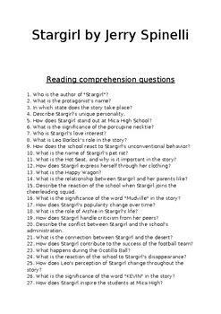 Stargirl Question Packet Answers Reader