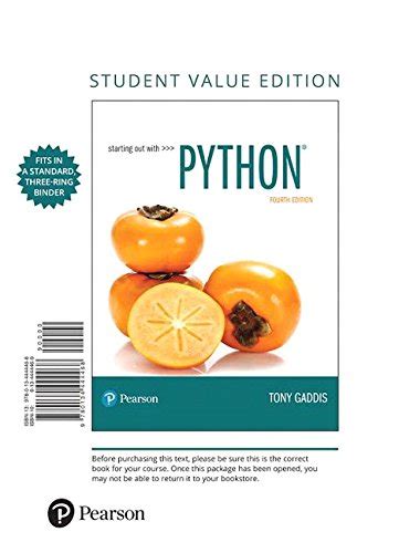 Starting Out with Python Student Value Edition 4th Edition PDF
