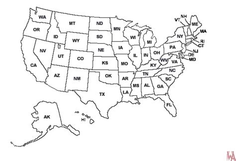 State Map Of Usa Printable