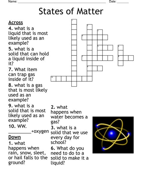 State Of Matter Crossword Answers Reader